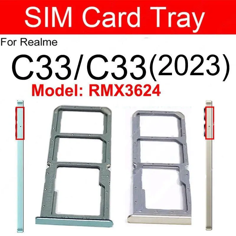 Realme C33 C33 2023 Sim Tray Micro SD Card Slot with Sim Ejector Pin Replacement Part Sim Trays & Ejector Pins Price in Bangladesh - Mobile.com.bd