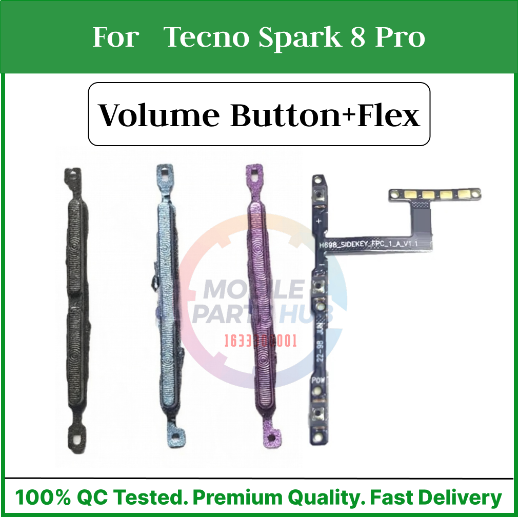 Tecno Spark 8 Pro  Power on / off Switch Button Side Volume Up Down Buttons +Flex Cable Replacement Parts Mobile Parts & Accessories Price in Bangladesh - Mobile.com.bd