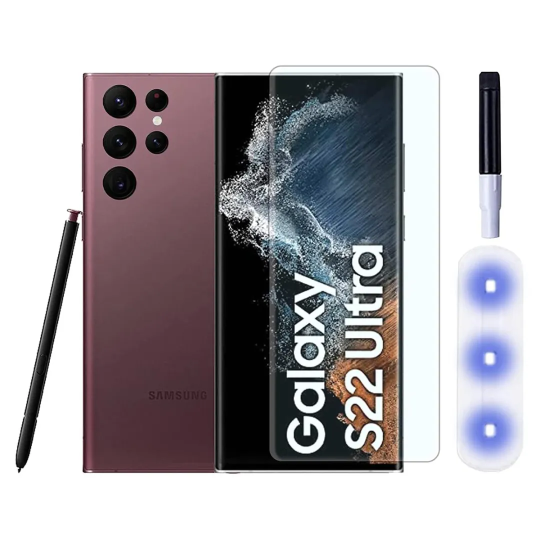 For Samsung Galaxy S22 Ultra 6.8" Inches 2022 One Minute Uv Nano Optics Fully Adhesive Premium Tempered Curved Glass Screen Protector Phone Cases & Covers Price in Bangladesh - Mobile.com.bd