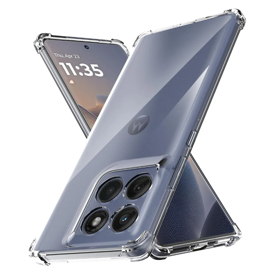 Shockproof Clear Bumper Back Cover Case For Motorola Edge 60 Pro 5G | 360 Degree Soft Transparent Back Cover Case For Moto Edge 60 Pro (Transparent)
