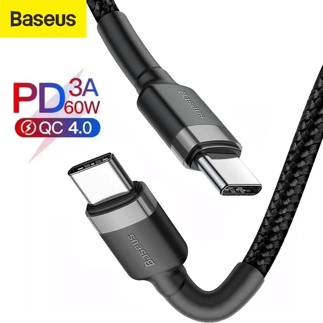 Baseus USB Type C to USB C Cable PD 60W QC3.0 3A Quick Charge Cable Cables Price in Bangladesh - Mobile.com.bd