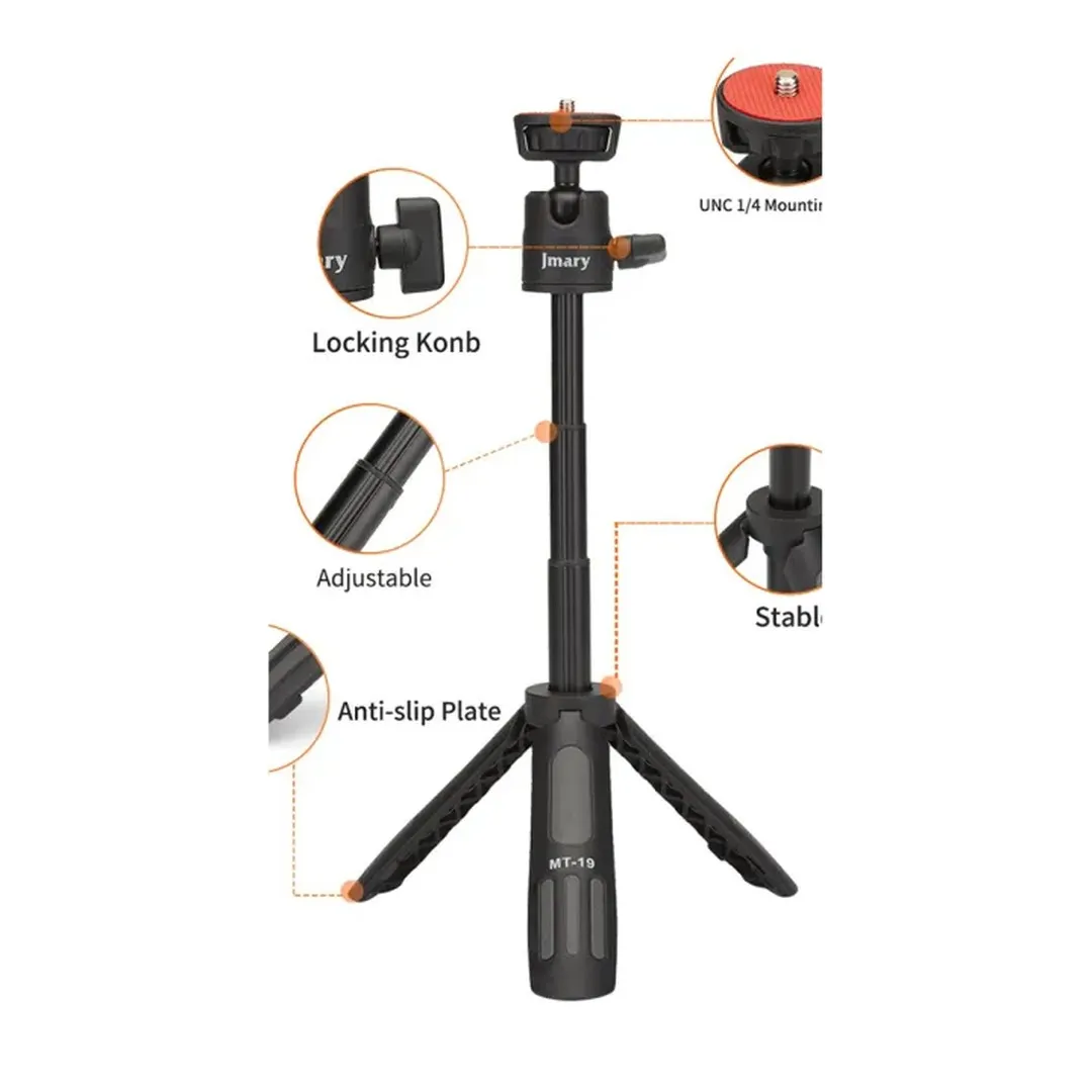 Jmary MT-19 Mini Tripod Stand with Universal Mobile Phone Holder and High quality aluminum alloy Ball-Head - Price in Bangladesh