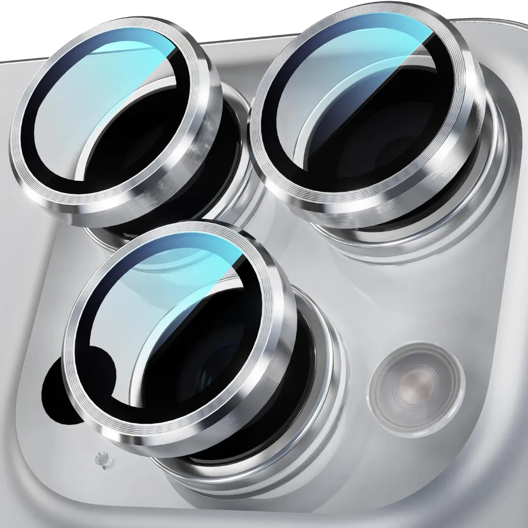 For Iphone 16 Pro And Iphone 16 Pro Max Metal Aluminum And Tempered Glass Camera Lens Protector Ring Cap