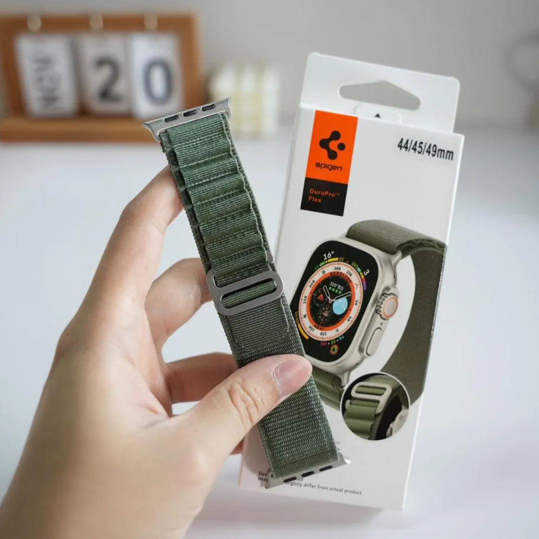 Premium Spigen Alpine Loop Nylon Strap For Apple Watch Ultra 49Mm 45Mm 44Mm 42Mm (Green) - Price in Bangladesh