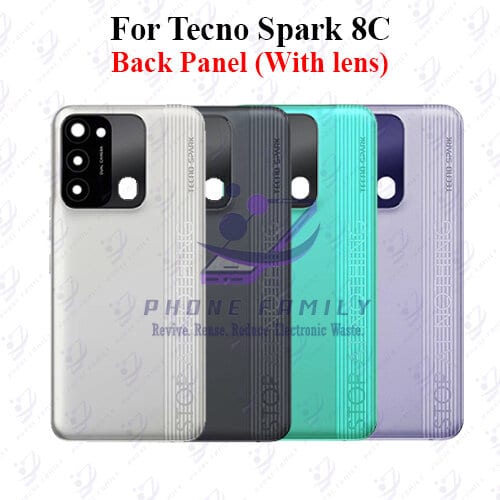 For Tecno Spark 8C Back Panel/Backshell/ Casing + Camera Lens + Side Button With Logo-All Colors Available Price in Bangladesh - Mobile.com.bd