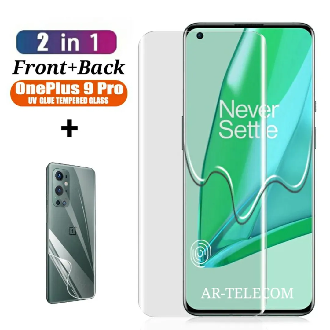 For Oneplus 9 Pro Tempered Glass Uv Screen Protector + Protective Back Film Phone Cases & Covers Price in Bangladesh - Mobile.com.bd