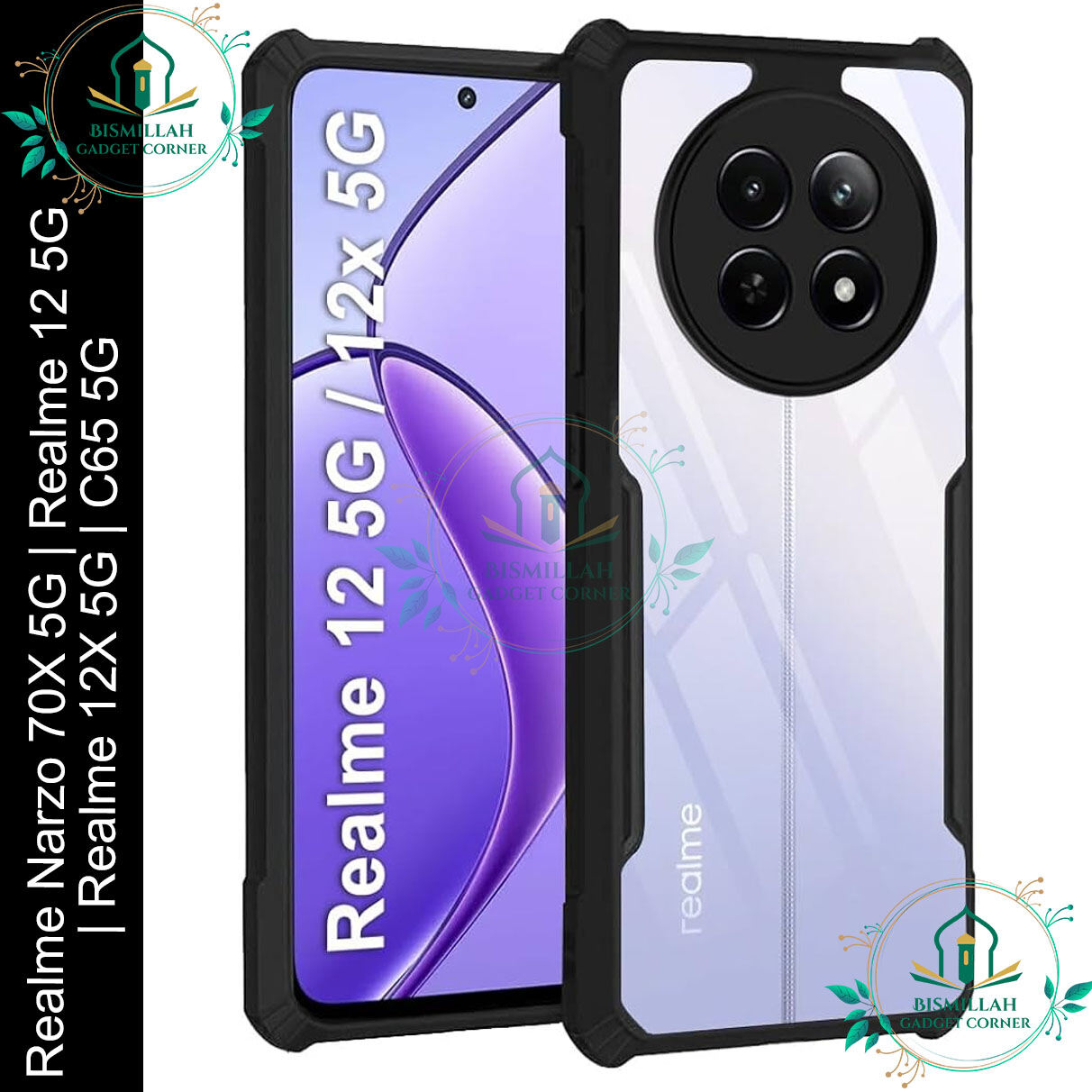 Realme Xundd Back Cover for Realme Narzo 70X 5G | Realme 12 5G | Realme 12X 5G | Realme C65 5G Transparent Hybrid Hard PC Back Bumper Case & Cover Price in Bangladesh - Mobile.com.bd