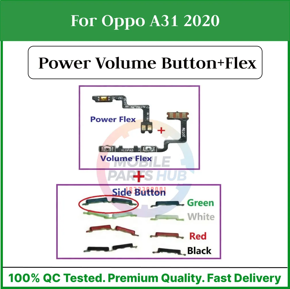 Oppo A31 2020 Power on / off Switch Button Side Volume Up Down Buttons +Flex Cable Replacement Parts Flex Cables Price in Bangladesh - Mobile.com.bd
