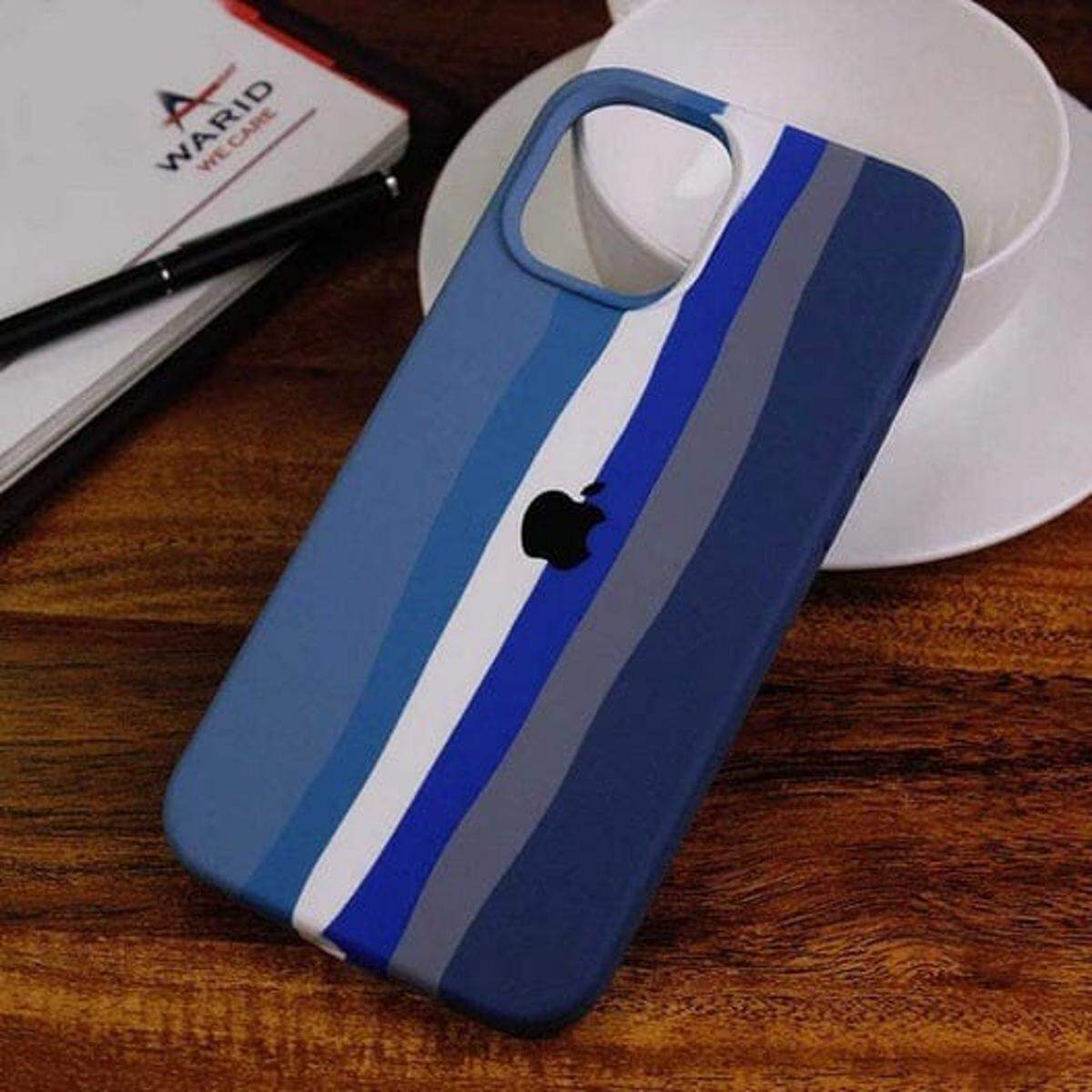 Rainbow Case For iPhone 14 Pro Luxury Soft Colorful Silicone Shockproof Camera Bumper Protective Trendy Stylish Silicon Back Cover