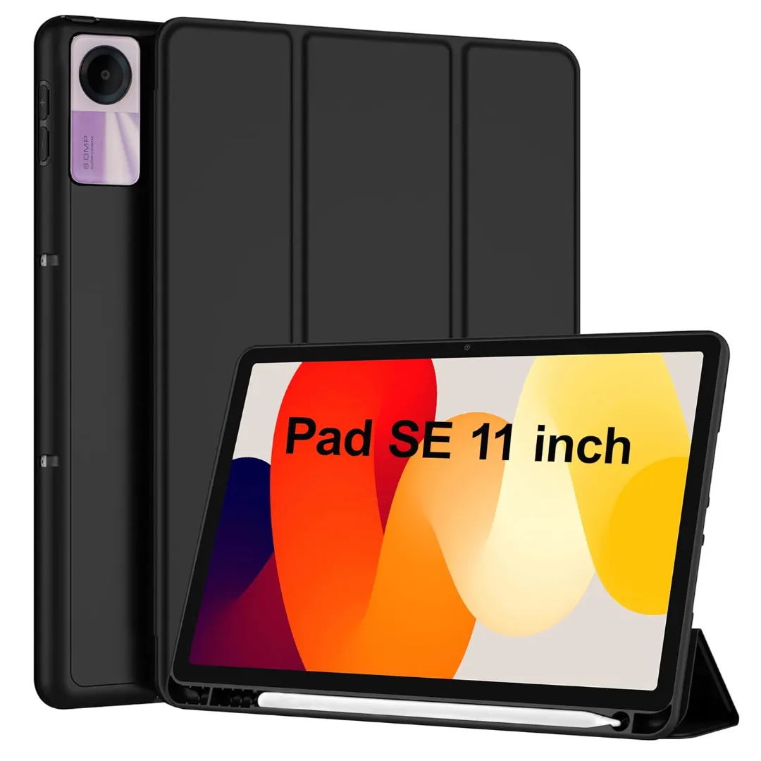 Xiaomi Redmi Pad Se 2023 (11 Inches) Tablet Case, Multi-Viewing Angles, Pu Leather Smart Cover With Auto Sleep Wake Feature For Redmi Pad Se 2023 (11 Inches) With Pen Holder Phone Cases & Covers Price in Bangladesh - Mobile.com.bd