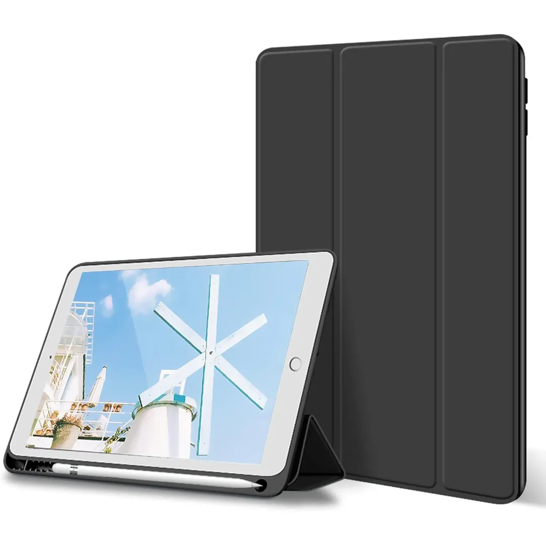 Premium Case For Ipad Air 3 (10.5-Inch 2019, 3Rd Generation) With Pencil Holder, Slim Tablet Cover With Soft Tpu Back, Auto Wake/Sleep (Black - Navy Blue) A2153, A2123 (Global); A2154 (China) A2152 (Global)
