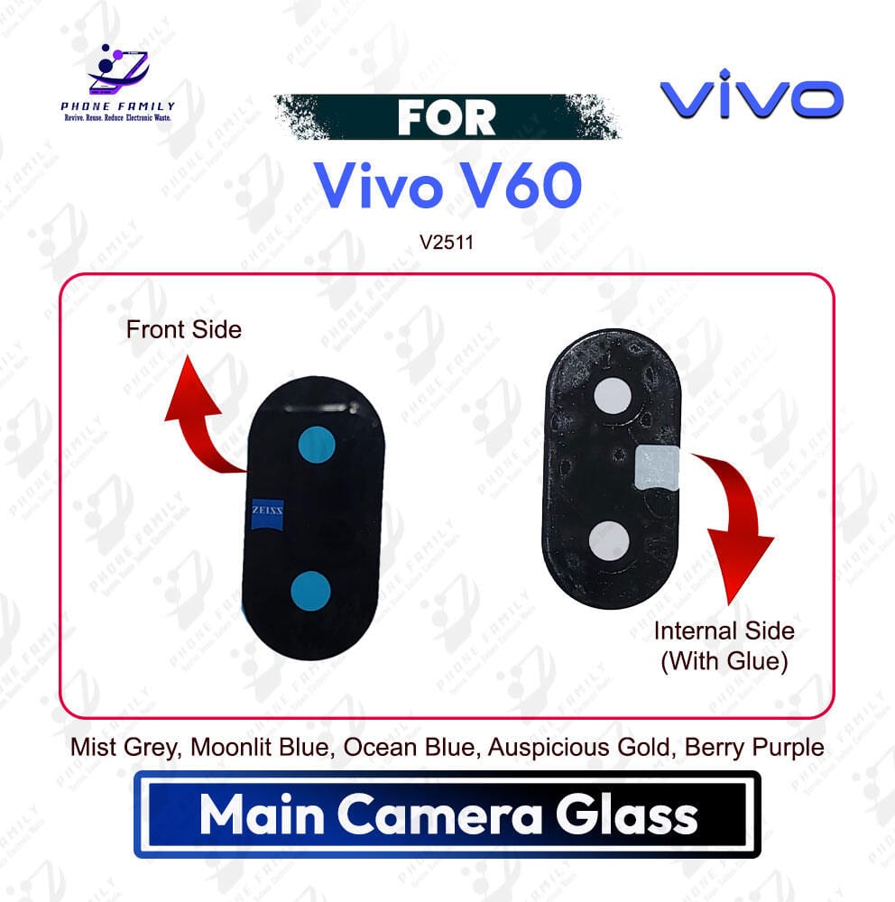 Vivo V60 Main Camera Glass Replacement Rear Back Camera Outer Lens Glass Cover Repair Part (V2511) - Price in Bangladesh