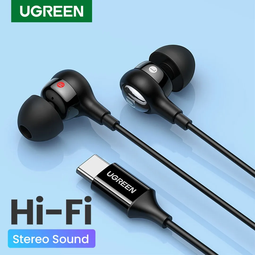 UGREEN USB C Earbuds, Wired Headphones with Microphone and Volume Control Noise Cancelling Headphones, HiFi Stereo Wired Earbuds Compatible with