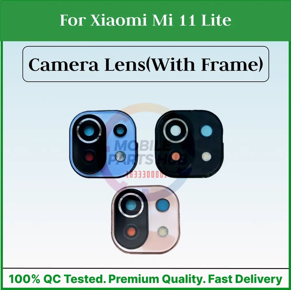 For Xiaomi Mi 11 Lite Camera Main Glass Lens With Frame Replacement Part (Not Tempered Camera Glass Protector) - Price in Bangladesh
