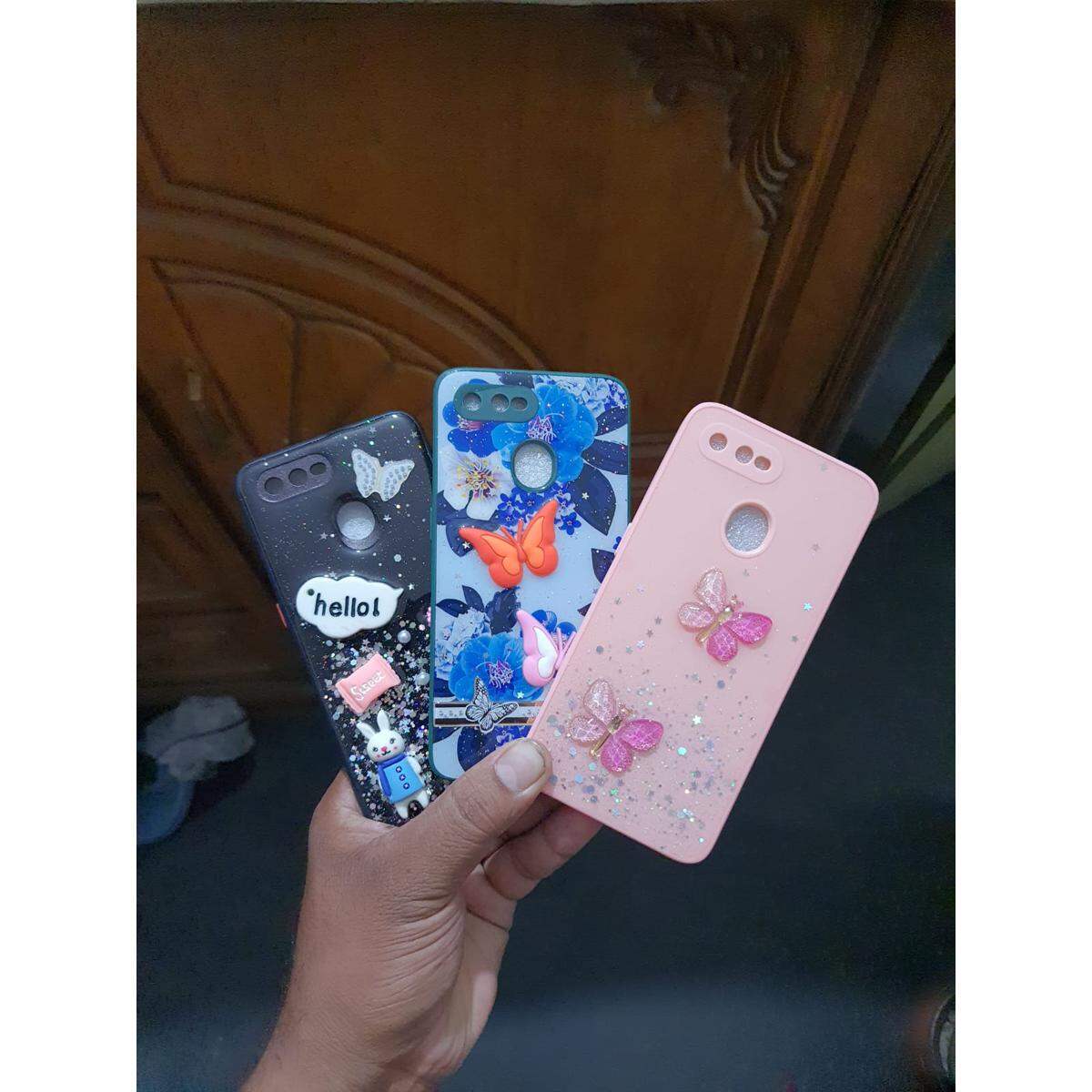 For oppo A12/A5s/F9/F9pro/A7 Glitter hd print Back Cover with Riband soft silicone case - Phone Back Cover