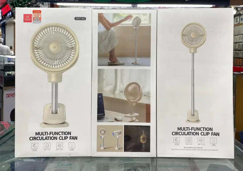 XUNDD XDOT-063 Multi-Function Circulation Clip Fan – 3-in-1 Smart Cooling, Lighting & Rotation