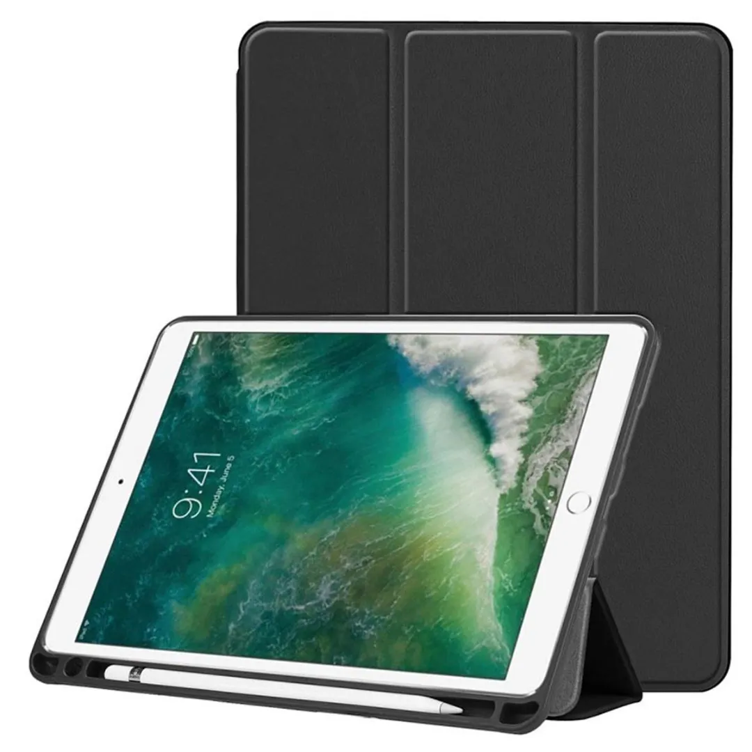 For Apple Ipad Air 3 (2019) 10.5 Inches (3Rd Generation) Luxury Premium Silk Texture Horizontal Flip Leather Cover With 3-Folding Holder Smart Case With Apple Pencil Holder-(Black) For A2153, A2123,A2154 ,A2152 Phone Cases & Covers Price in Bangladesh - Mobile.com.bd