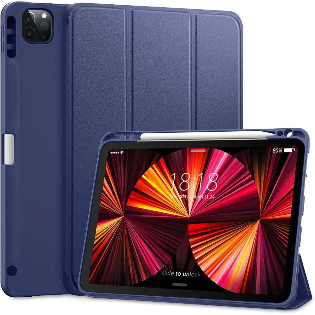 Wenlaty For Ipad Pro 11 Inch Case 4Th/3Rd/2Nd Generation With Pencil Holder For Ipad 11 Pro Case 2022/2021/2020, Trifold Slim Protective Cover With Soft Tpu, Auto Wake/Sleep, Black