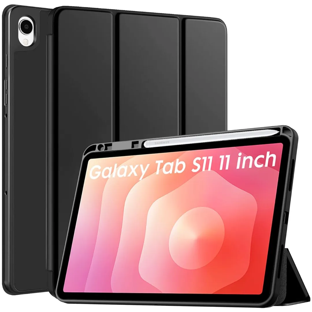 Robustrion Cover Case For Samsung Galaxy Tab S11 11" Cover With [S-Pen Holder], Flip Cover Case For Samsung S11 Tablet 11 Inch [Auto Sleep Wake] - Black - Navy Blue