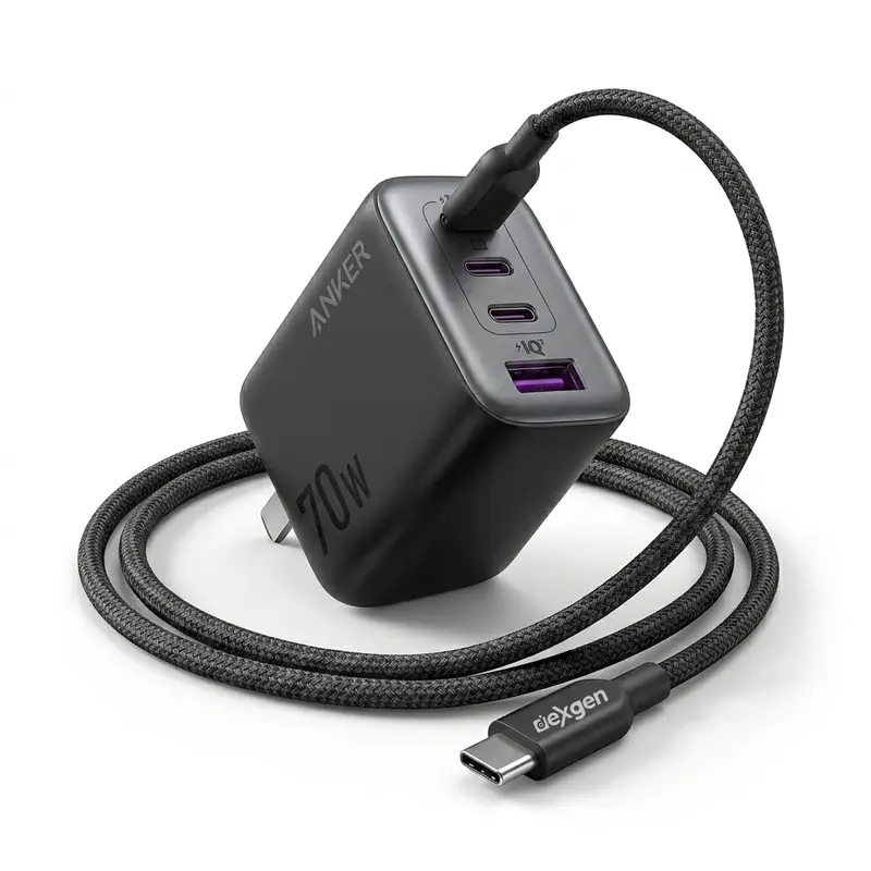 Anker Zolo 70W 4-Port GaN Fast Charger with DexGen NEO Type-C to Type-C Cable Combo