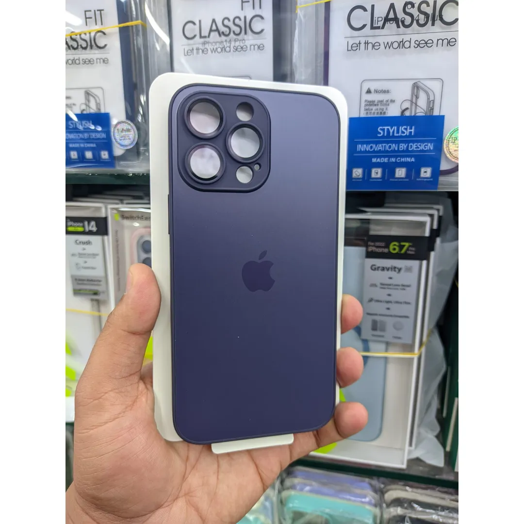 Premium Matte Ag Glass Case Back Cover With Sapphire Camera Lens Protector For Apple Iphone 14 Pro 6.1 2022 Deep Purple (Back Case Cover For Smartphone) Phone Cases & Covers Price in Bangladesh - Mobile.com.bd