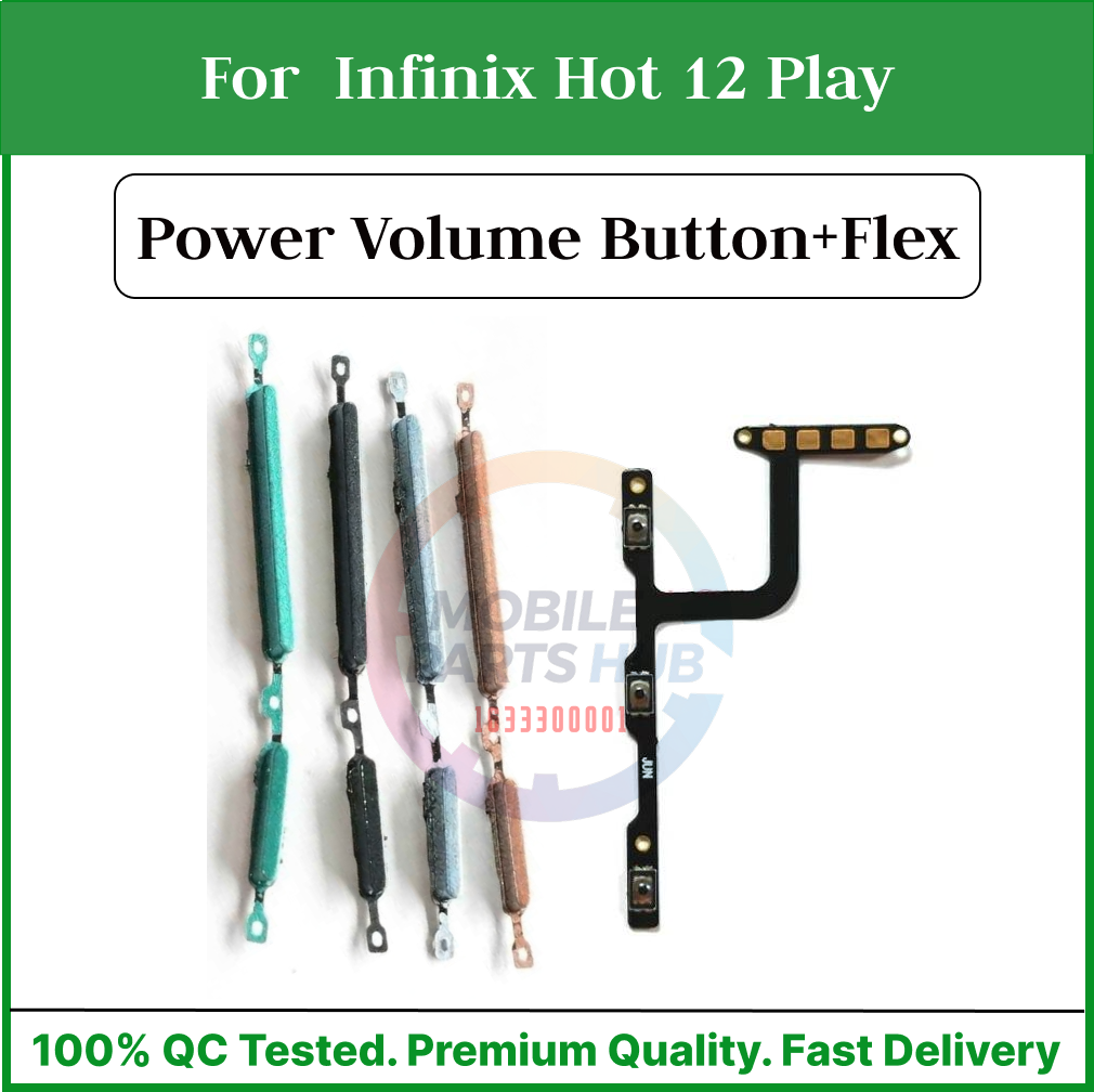 Infinix Hot 12 Play Power on / off Switch Button Side Volume Up Down Buttons +Flex Cable Replacement Parts Mobile Parts & Accessories Price in Bangladesh - Mobile.com.bd