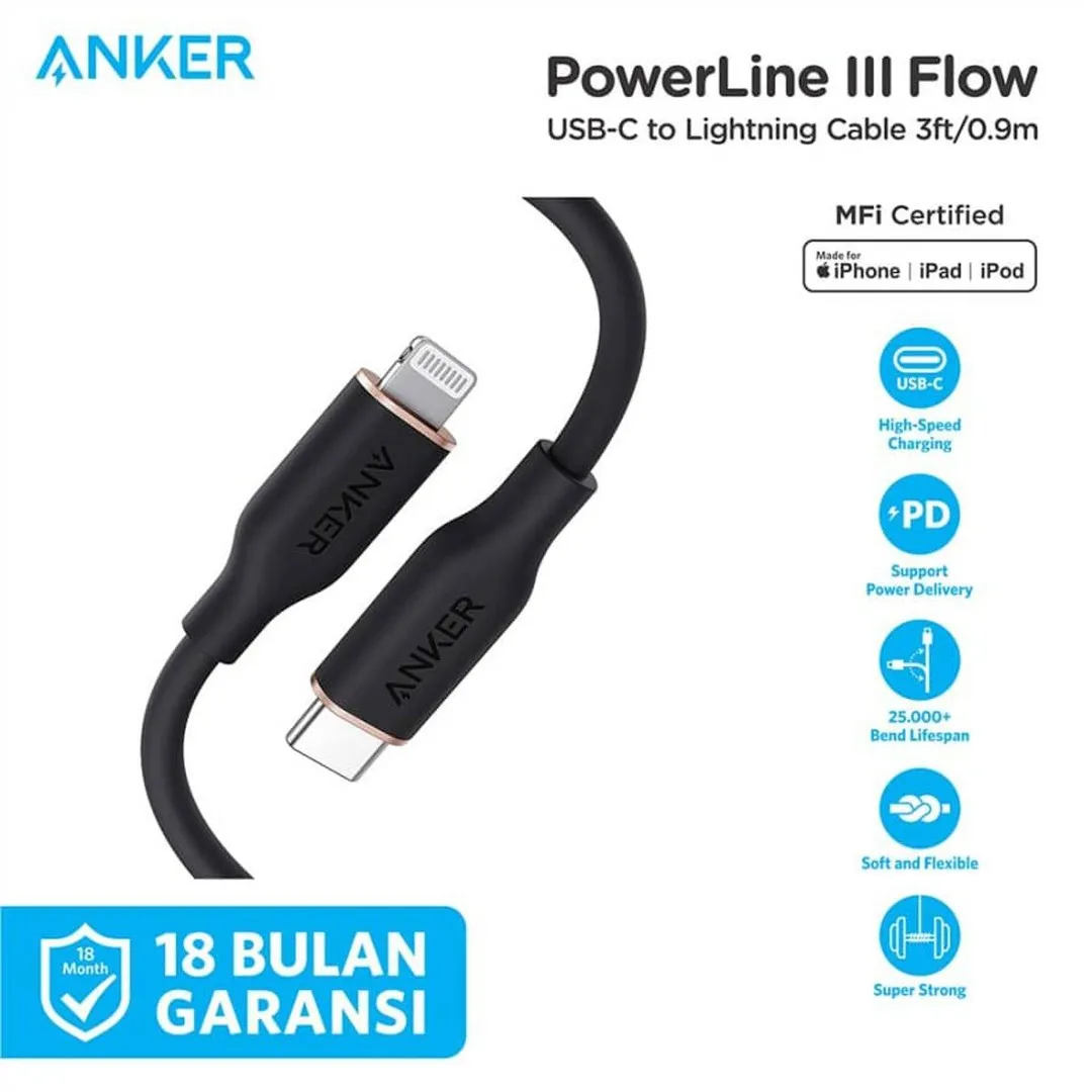 Anker PowerLine III Flow USB-C To Lightning Cable-3ft Black - Price in Bangladesh