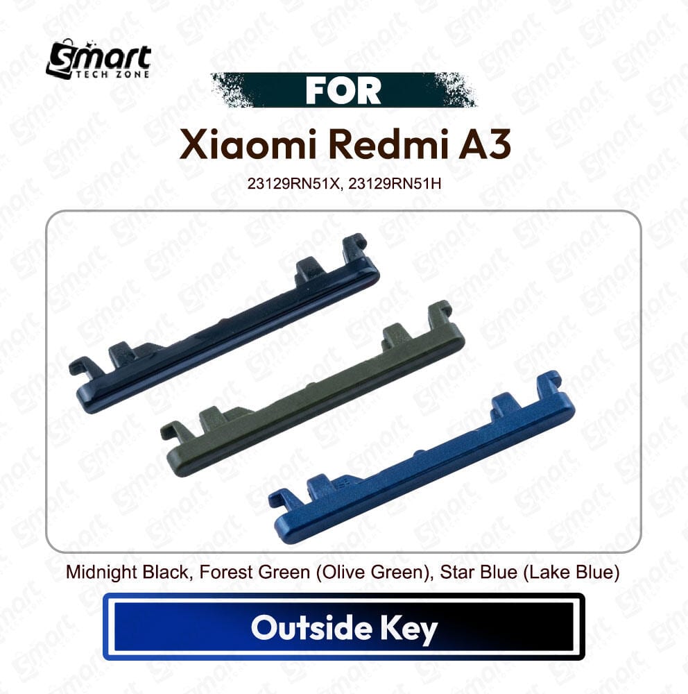 Xiaomi Redmi A3 On Off, Volume Up Down Button Side Key, Outside Key Replacement Repair Spare Part For 23129RN51X, 23129RN51H - Price in Bangladesh