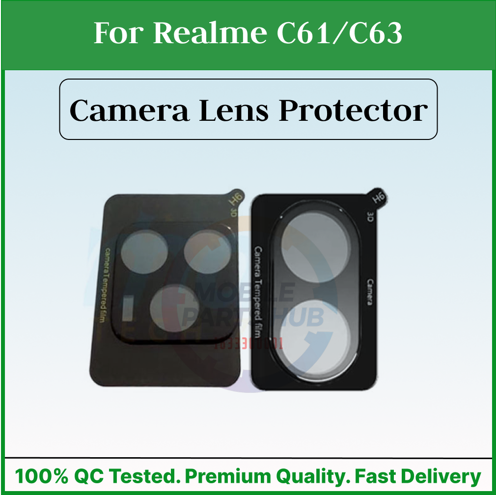 3D Camera Glass Lens Cover Tempered Glass Protector for Realme C61/C63 | Full Camera Coverage I 3D Lens Shield I Oil Resistant