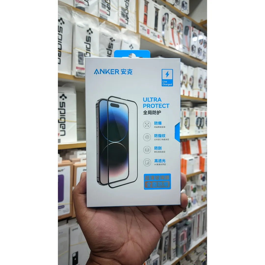Premium Anker Ultra Protect Hd Clear Smooth Tempered Gorilla Glass Screen Protector Film For Apple Iphone 15 Pro Max 6.7 Inches 2023