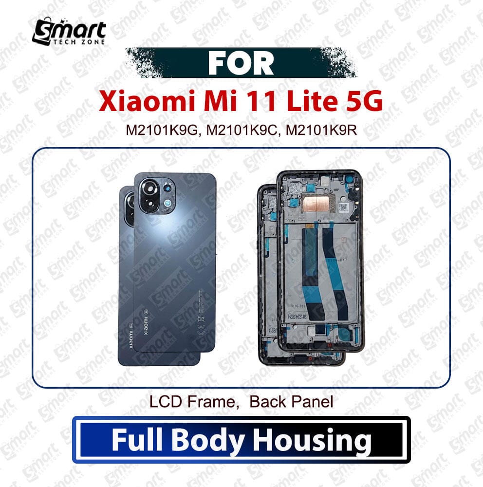 Xiaomi Mi 11 Lite 5G Full Body Housing Case - Premium Middle LCD Frame, Side Bezel & Back Panel Cover Replacement Spare Repair Part (Compatible Models: M2101K9G, M2101K9C, M2101K9R) Price in Bangladesh - Mobile.com.bd