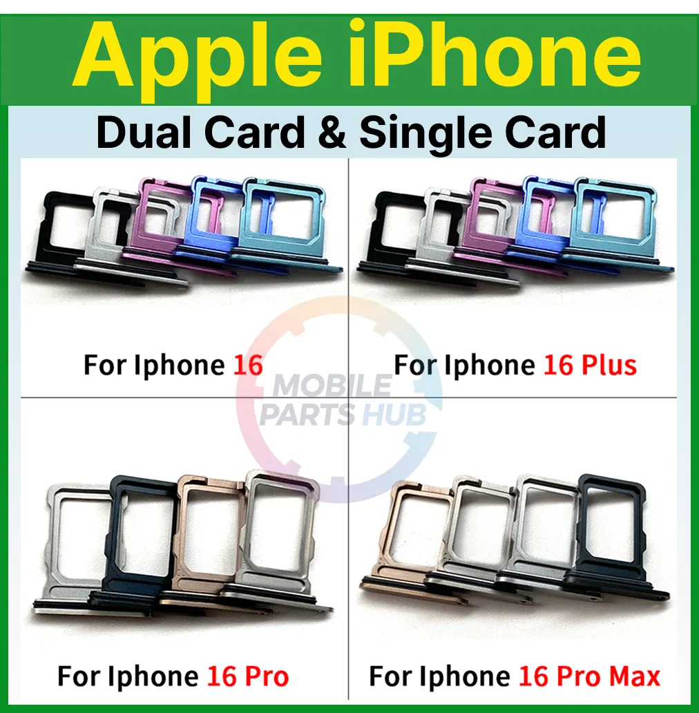 For iPhone 16/16 Plus, iPhone 16 Pro/16 Pro Max Single / Dual Nano Sim Card Tray Holder Sim Adaptor With Free Sim Ejector Pin Replacement Part Mobile Parts & Accessories Price in Bangladesh - Mobile.com.bd