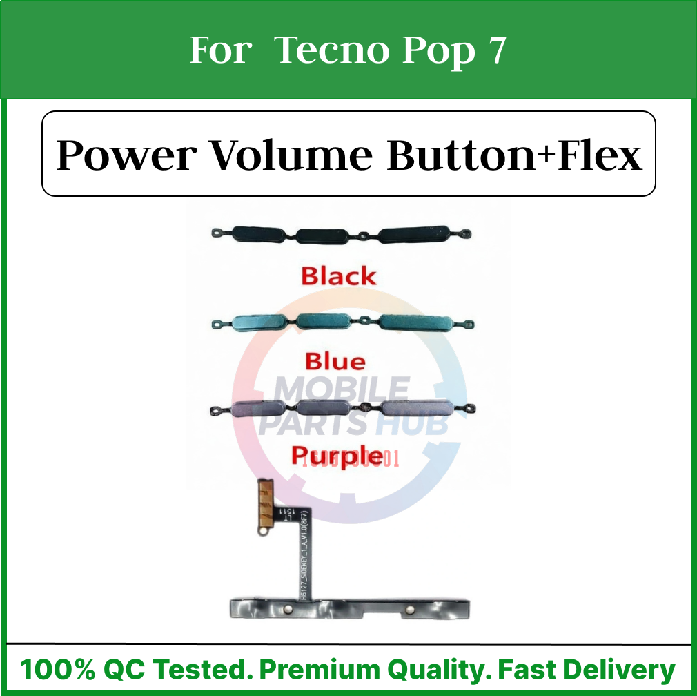 Tecno Pop 7   Power on / off Switch Button Side Volume Up Down Buttons +Flex Cable Replacement Parts Mobile Parts & Accessories Price in Bangladesh - Mobile.com.bd