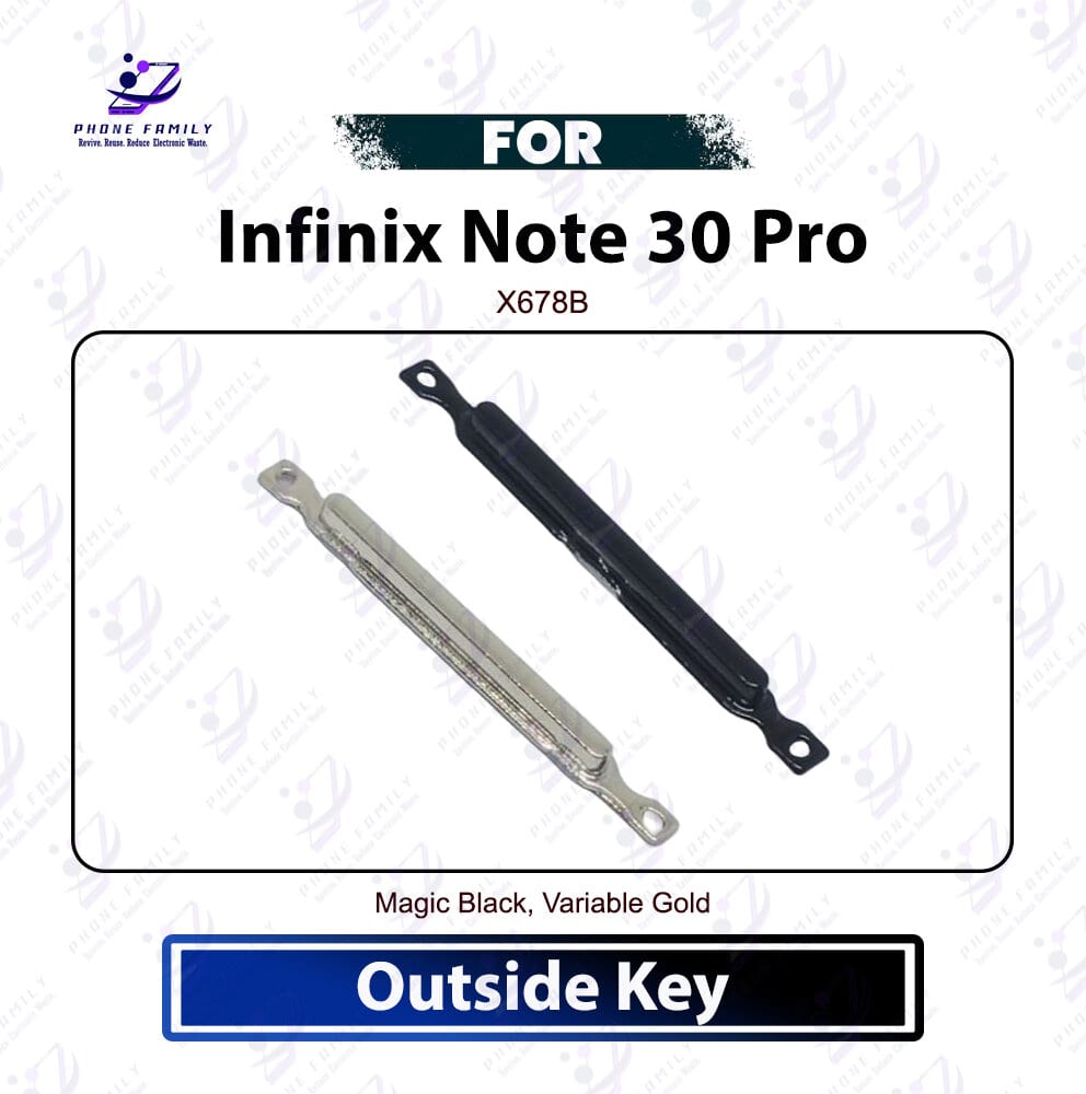 Infinix Note 30 Pro External Side Volume Key Cap - Outer Volume Up Down Switch Button Key Replacement Repair Spare Parts (X678B) Outside Key Price in Bangladesh - Mobile.com.bd