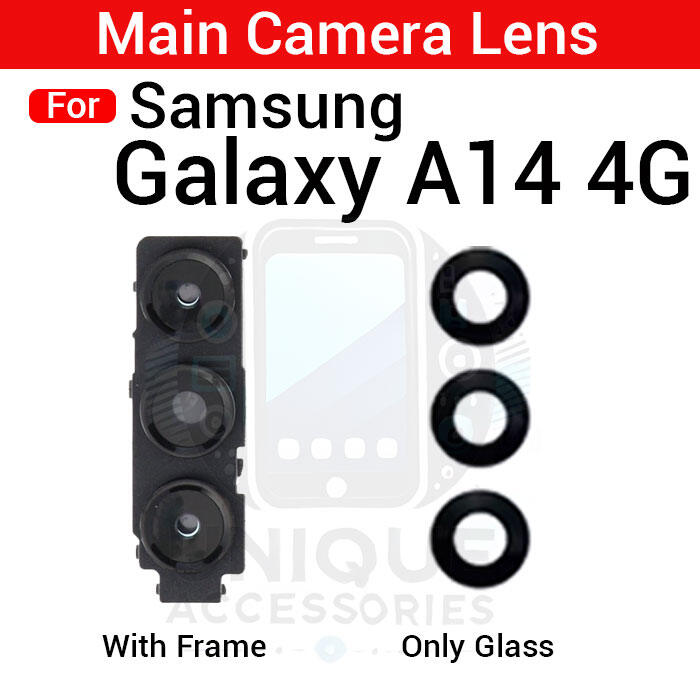 Samsung Camera Main Glass Lens With Frame for Samsung Galaxy A14 4G Replacement Part (Not Tempered Camera Glass Protector) Screen & Lens Protectors Price in Bangladesh - Mobile.com.bd