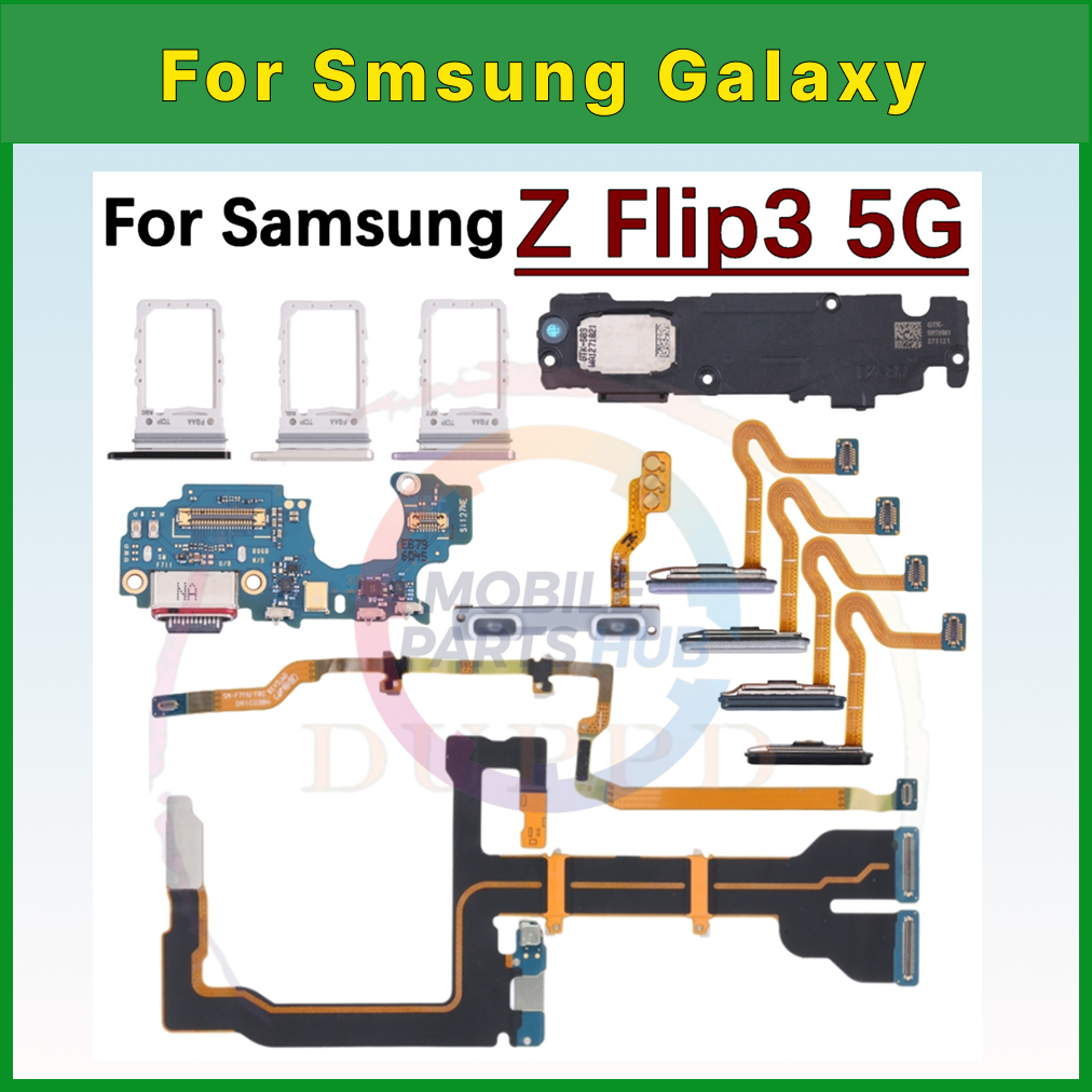 For Samsung Galaxy Z Flip3 5G SM-F711 Charging Port Board Loudspeaker SIM Card Tray Card Holder Slot Signal Volume Button Fingerprint Motherboard Connect Flex Cable Replacement Parts - Price in Bangladesh