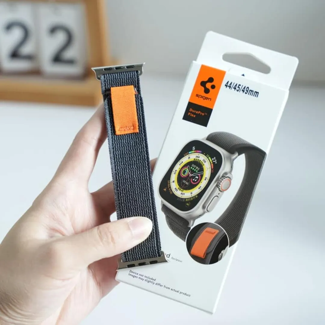 Premium Spigen Alpine Loop Nylon Strap For Apple Watch Ultra 49Mm 45Mm 44Mm 42Mm (Black/Grey) - Price in Bangladesh