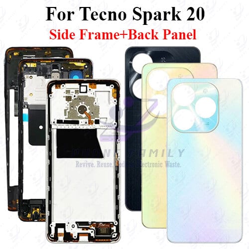 For Tecno Spark 20 Full Body Housing ( Side Frame + Back Panel Without Camera Glass ) - Price in Bangladesh