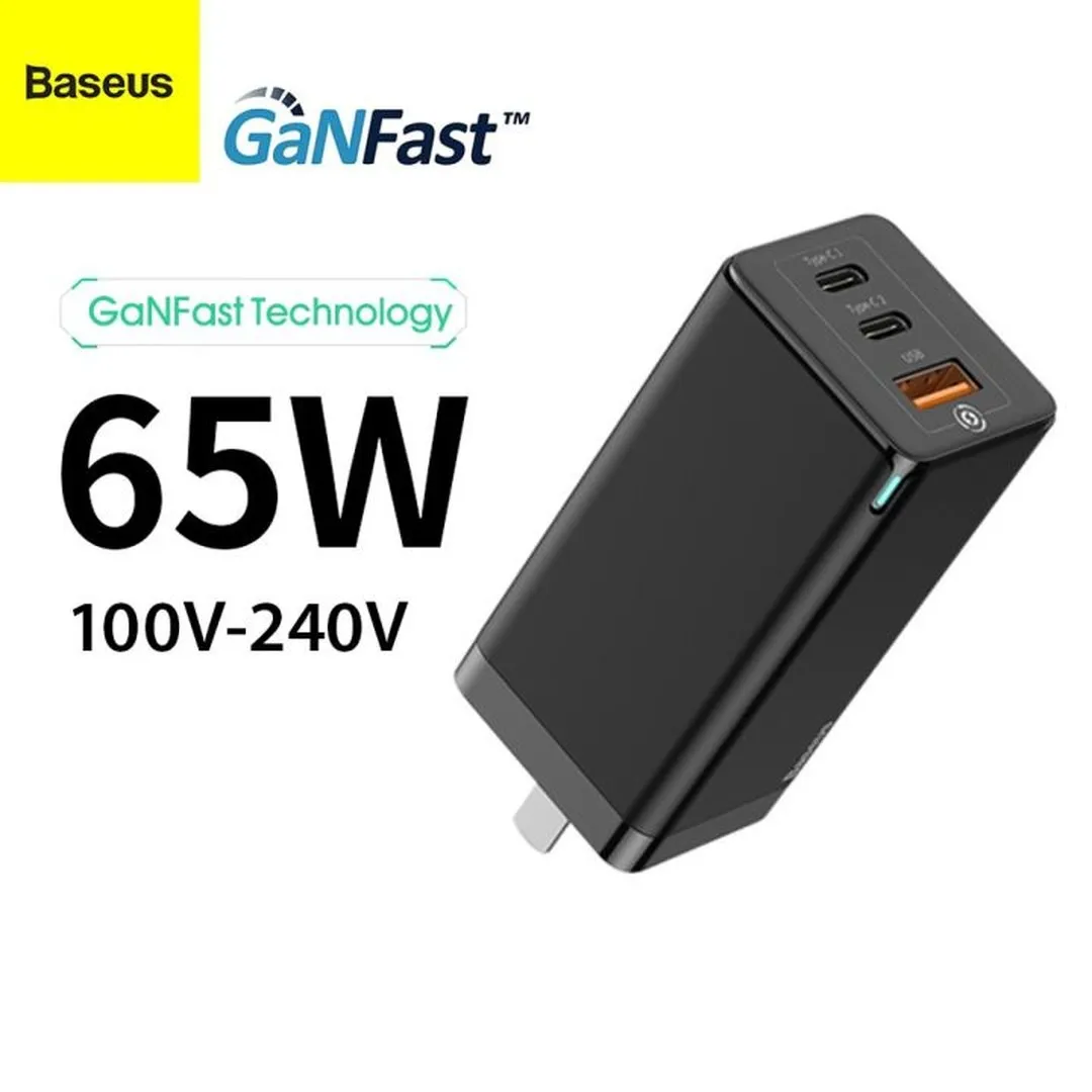 Baseus 65W GaN5 Pro Charger 3 in 1 2C+U Adapter for iP 14 13 Pro Max Xmi Samsung Phones Tablets Fast Charging - Price in Bangladesh