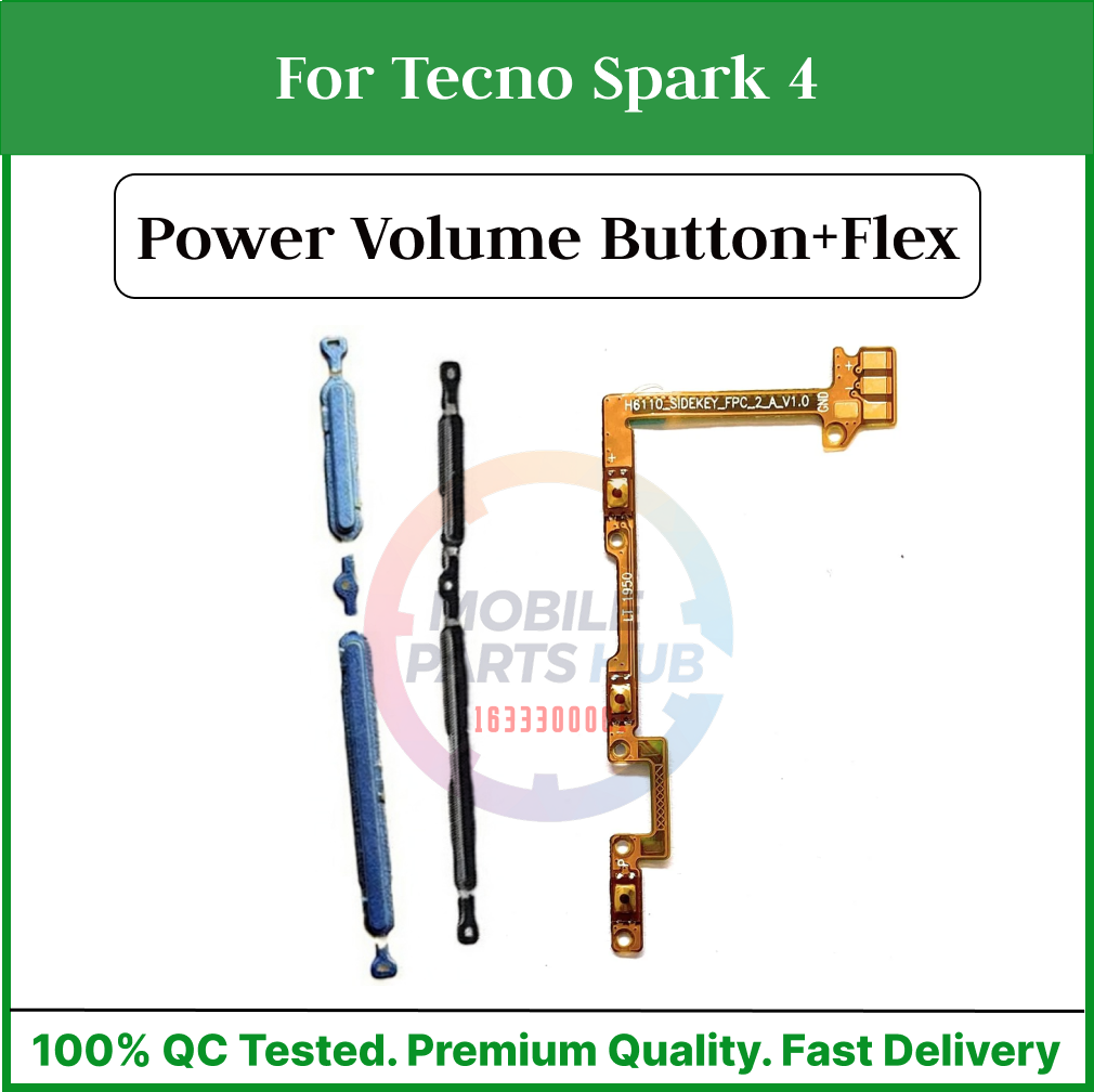 Tecno Spark 4  Power on / off Switch Button Side Volume Up Down Buttons +Flex Cable Replacement Parts Mobile Parts & Accessories Price in Bangladesh - Mobile.com.bd