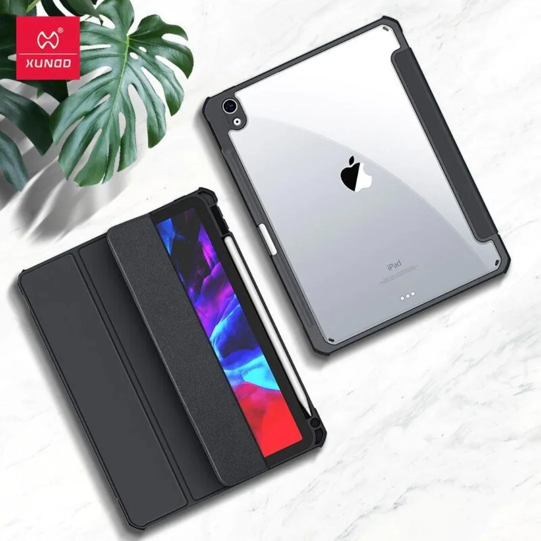 Xundd Leather Case For Apple Ipad Pro 11 (2018-2020-2021) 11 Inch Case Shockproof Transparent Trifold Light Tablet Cover (Black) Phone Cases & Covers Price in Bangladesh - Mobile.com.bd