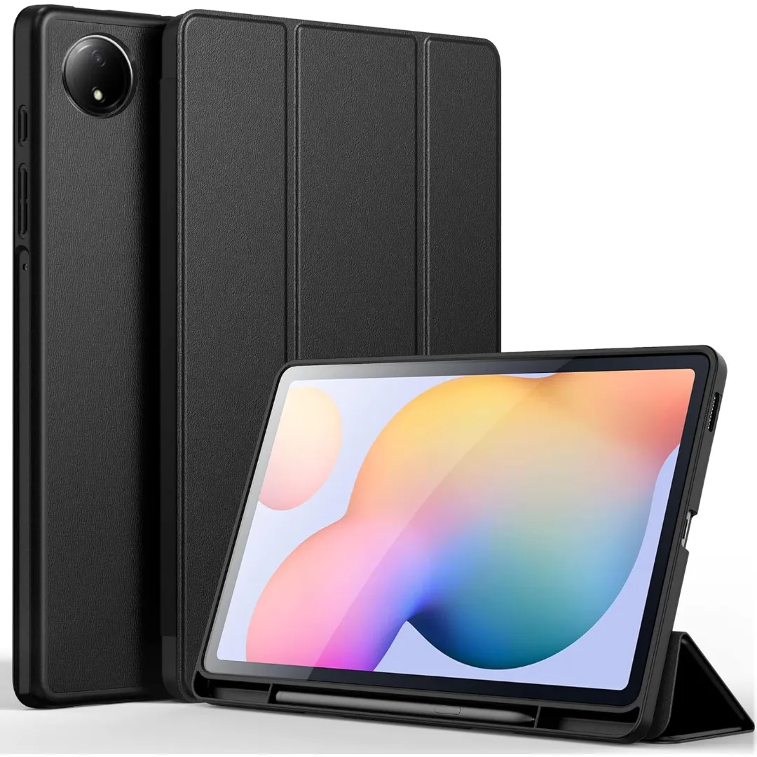 Smart Case For Xiaomi Redmi Pad Se 8.7 Inch Tablet 2024 Cover With Pencil Holder,Soft Tpu Smart Stand Back Cover Auto Wake/Sleep (Black-Blue)