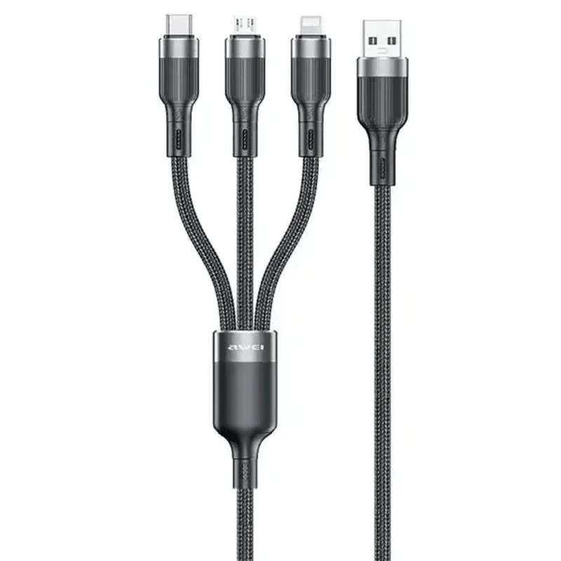 Awei CL-975 3in1 Multifunctional Fast Charging Cable Cable & Adapters Price in Bangladesh - Mobile.com.bd