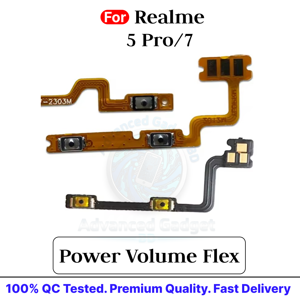 Realme 5 Pro/7 Power on / off Switch Button Side Volume Up Down Buttons Flex Cable Replacement Parts Flex Cables Price in Bangladesh - Mobile.com.bd