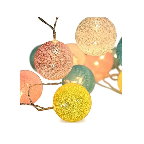 Decorative Hanging Multicolor Cotton Ball Type Round Light Set