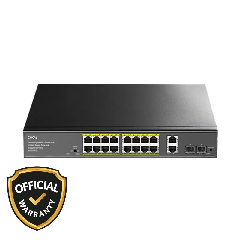 Cudy GS1018PS2 16-GbE PoE Switch with 2 Uplink GbE and 2 Uplink SFP
