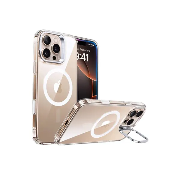 ESR HaloLock Clear Classic Hybrid Case with Camera Control and Stash Stand for 16 Pro Max