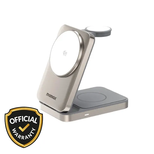 Momax 1-Charge Q.Port² Qi2 25W 3-in-1 Magnetic Wireless Charging Stand (UK Plug)