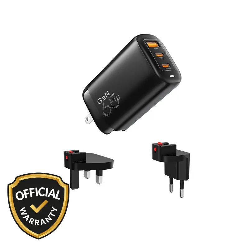 Vyvylabs 65W GaN Interchangeable Plug Fast Charging Travelling Adapter (GAN65FST-02)