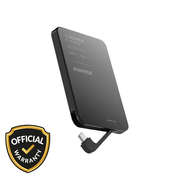 Momax 1-Power F.Pass⁺ 5000mAh Magnetic Power Bank with Built-in Cable